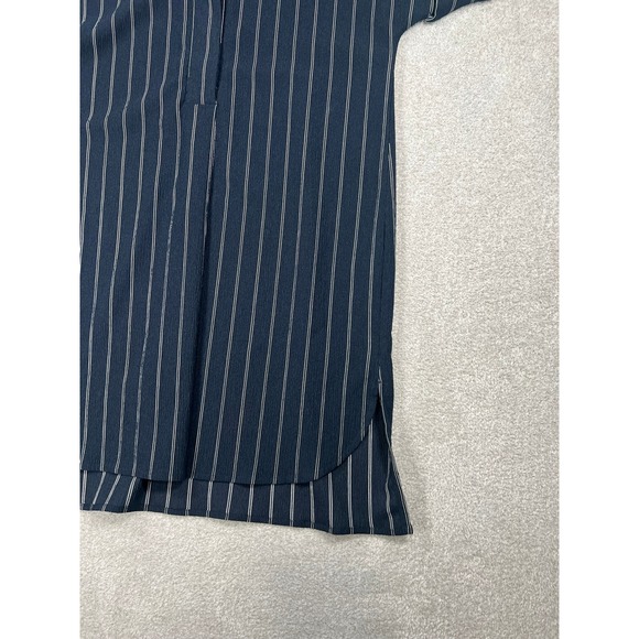 Chicos Travelers Womens Small Navy Blue White Striped Short Sleeve Tunic Shirt - Picture 8 of 8